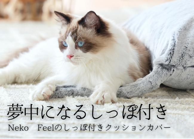 最速4分で完売したニッセン「猫Feel」に15番目の新作が登場！いつものクッションが、猫に早変わりできる『しっぽ付きクッションカバー』を3月8日（金）10時から販売します。