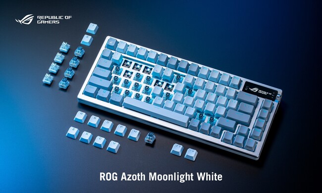ASUSのゲーミングブランドのRepublic of Gamersより、 ROG NX Snow軸を採用したカスタムキーボード「ROG Azoth」の白色バージョンMoonlight Whiteを発表