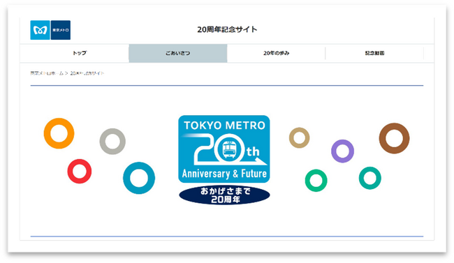 東京メトロ創立２０周年　特設サイトを開設しました！