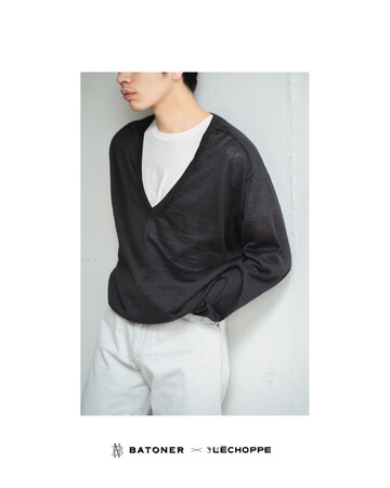 【L'ECHOPPE】BATONER 別注 Ramie V Neck Knit