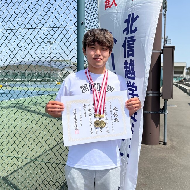 【新潟医療福祉大学】テニス部:高松勇吹がインカレ北信越予選2連覇!