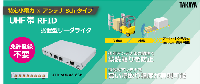 免許申請が不要な特定小電力無線局タイプ UHF帯RFID 8chリーダライタの発売開始