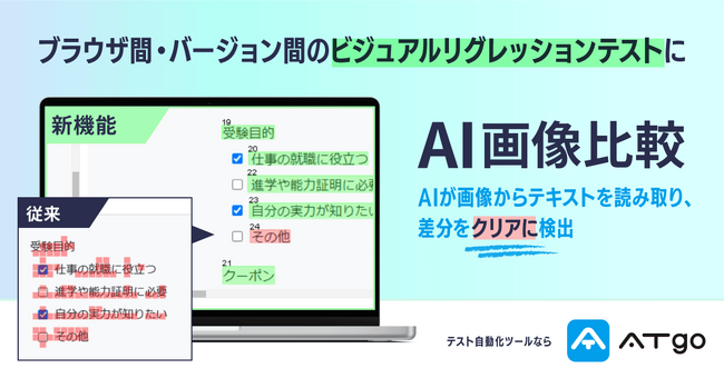 テスト自動化ツール「ATgo」、AI画像比較機能を提供開始