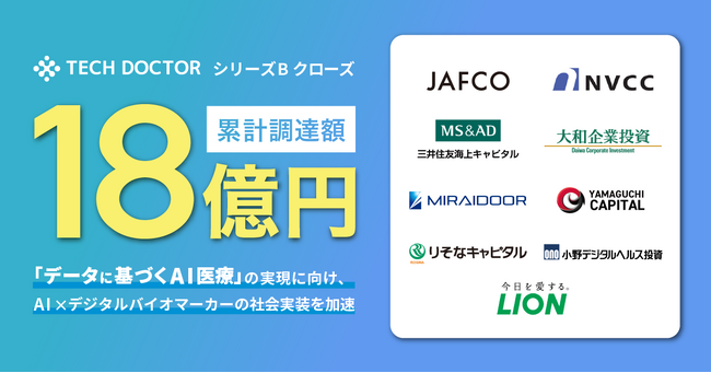 デジタルバイオマーカー開発のテックドクター、12億円の資金調達を実施