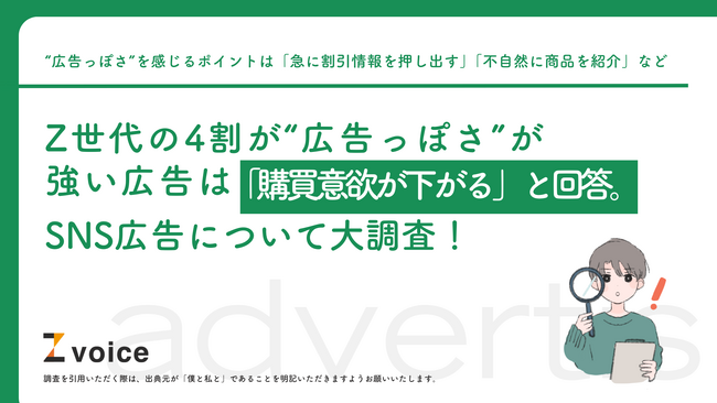 Z世代の4割が“広告っぽさ”が強い広告は「購買意欲が下がる」と回答。SNS広告について大調査!