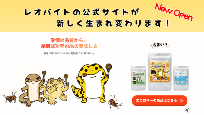 コオロギ粉末フードのエコロギー、爬虫類・両生類向けペットフードの新公式サイトを公開