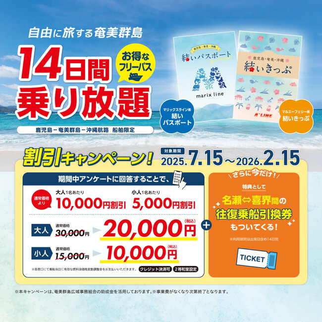 奄美群島の船旅が2万円で14日間乗り放題に!