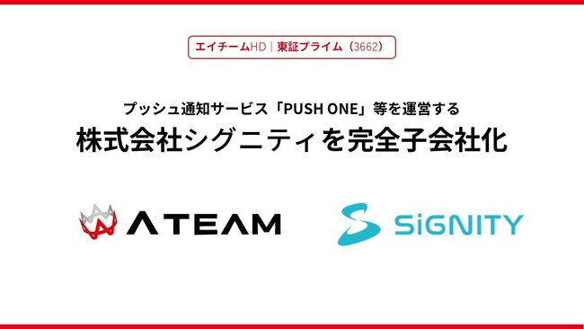 エイチームHD、プッシュ通知サービス「PUSH ONE」を運営する株式会社シグニティを完全子会社化