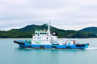 常石造船、国内初の水素燃料タグボートを引渡し