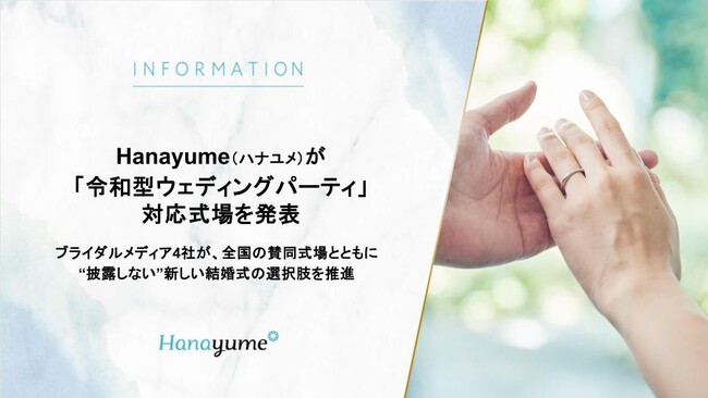 結婚式場情報サイト『Hanayume(ハナユメ)』が「令和型ウェディングパーティ」対応式場を発表