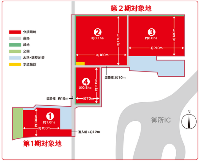 御所IC工業団地第1期企業募集開始!
