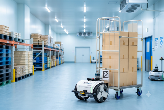 シーオス、ニチレイロジグループの物流拠点へ自律型搬送ロボット「TUGBOT2」を納入