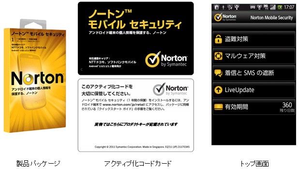 シマンテックが公開した製品パッケージやアプリ操作画面のイメージ シマンテックが公開した製品パッケージやアプリ操作画面のイメージ