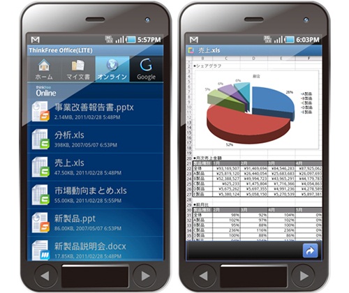Androidケータイでの閲覧画面