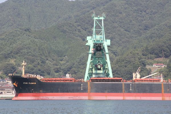 石炭の揚陸状況（写真提供：新日本製鉄）