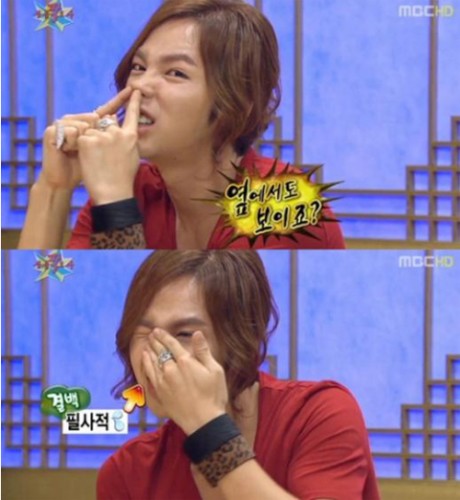 14日、韓国MBCの番組「黄金漁場―膝打ち導師」に出演したチャン・グンソクは、「なぜ鼻の手術をしたのか」というカン・ホドンの質問に対し「鼻を手術したと疑う人たちがいるが、手術はしていない」と強く否定した。写真＝MBC「黄金漁場―膝打ち導師」