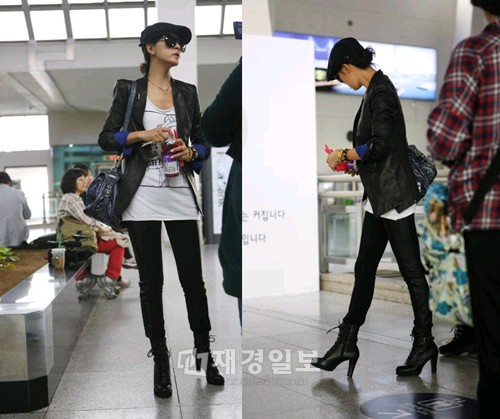 写真 キム ソナ オールブラックの空港ファッションが話題 センス超いい 韓流stars