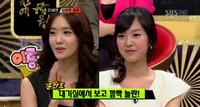 8日に放送された韓国SBS『強心臓』に少女時代のユナと、“チャムウォン洞のユナ”と呼ばれる女優ジン・セヨンが出演し、視聴者の目を引いた。写真＝韓国SBS『強心臓』のキャプチャー
