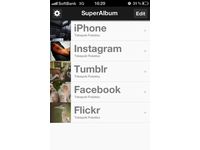 iPhoneアルバムアプリ「SuperAlbum」サービス選択画面（画像：Art＆Mobile）