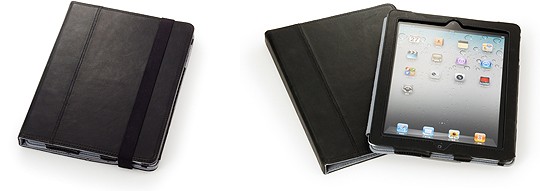 衝撃吸収素材「PORON」を採用したiPad 2用レザーケース「SoftBank SELECTION ホルダーケース for iPad 2」