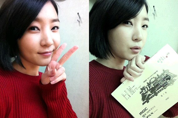 ドラマ「光と影」でミョンヒ役を好演中の女優シン・ダウンが13日、自身のツイッターに「リハーサルが終わって楽屋で休憩。遊びながら居眠りしてビックリ。冬眠みたい。土を掘って洞穴でも作らないと！」というコメントと共に2枚の自分撮り写真を投稿した。写真=シン・ダウンのツイッター