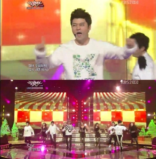 23日に生放送されたKBS2『ミュージックバンク』で、チョン・ヒョンムアナウンサー、SUPER JUNIOR(スーパージュニア)のシンドン、ZE:A(ゼア)のクァンヒ、MBLAQ(エムブラック)のミル、INFINITE(インフィニット)のソンジョンが、Wonder Girls(ワンダーガールズ)ならぬ“Wonder Boys”(ワンダーボーイズ)に変身した。写真=KBS放送のキャプチャ 23日に生放送されたKBS2『ミュージックバンク』で、チョン・ヒョンムアナウンサー、SUPER JUNIOR(スーパージュニア)のシンドン、ZE:A(ゼア)のクァンヒ、MBLAQ(エムブラック)のミル、INFINITE(インフィニット)のソンジョンが、Wonder Girls(ワンダーガールズ)ならぬ“Wonder Boys”(ワンダーボーイズ)に変身した。写真=KBS放送のキャプチャ