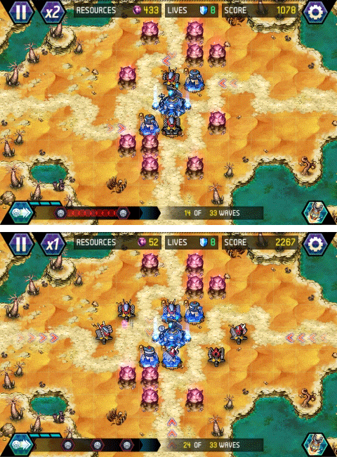 数多くのディフェンスゲームがiPhoneのアプリとして登場しているので、タワーディフェンス慣れしている人も多いのではないでしょうか。そんな人にも、初心者の人にもお勧めなのかこのディフェンスゲーム。