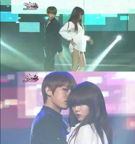 Trouble Maker（トラブルメーカー）のヒョナとヒョンスンはG.NA（ジナ）とともにダンスパフォーマンスを披露した。写真＝KBS放送のキャプチャ