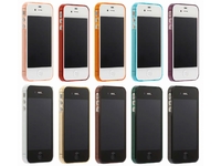 インタレップが公開した「iPhone 4S用ベーシックバンパー＆フィルムセット」の製品写真（上段左から：MOMO,AKANE,MIKAN,ASAGI,BUDOU/下段左から：HAKU,KINARI,KOGE,MIRUAI,SUMI）