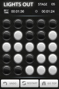 「LIGHTS OUT V」は昔なつかしの電子パズルゲームである「ライツアウト」をベースに作られたパズルゲームです。 「LIGHTS OUT V」は昔なつかしの電子パズルゲームである「ライツアウト」をベースに作られたパズルゲームです。