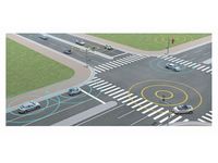 車車間通信・路車間通信のイメージ(画像:デンソー) 車車間通信・路車間通信のイメージ(画像:デンソー)