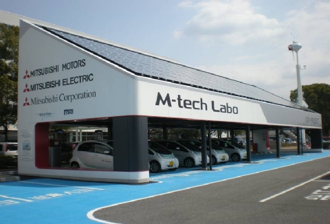 スマートグリッド実証実験装置「M-tech Labo」建屋外観（画像：三菱自動車）