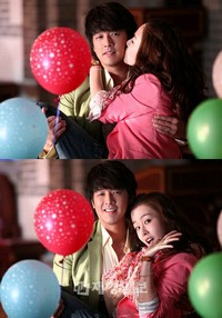 ドラマ『グッバイ女房』のリュ・シオンとホン・スヒョンの‘頬にチュー'写真が公開され、視聴者たちの間で話題となっている。写真=ヴェルディメディア