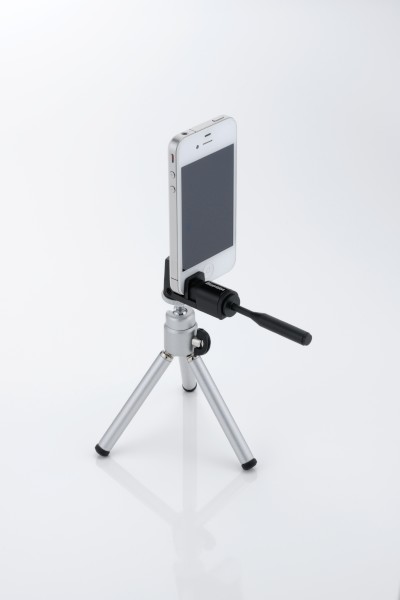 スマートフォンを三脚に取り付け、好きな角度で固定出来るアルミ製三脚用マウント「Bluevision SuperMount F Edition Black」の「Long handle」版