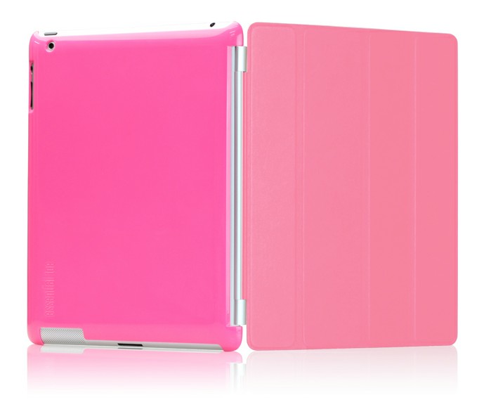 めくったSmart Coverがピタっと裏にはりつく、Smart Cover対応シェル型iPad(第3世代)/iPad 2用ケース「essential TPE iro case snapsnap for iPad(第3世代)/iPad 2」