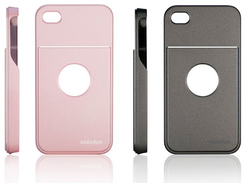 アイフォニックカフェ（秋田県）が9日発売したiPhone 4S/4対応ケース「vidafun カンガルーケース」の新色の「ピンク」と「チタングレー」