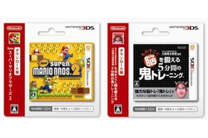 「New スーパーマリオブラザーズ2 ダウンロードカード」（左）と「ものすごく脳を鍛える5分間の鬼トレーニング ダウンロードカード」（右）（画像：セブン-イレブン・ジャパン）