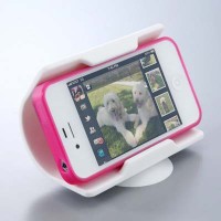 サンワサプライが7日発売したiPhoneやスマートフォンを縦置きや横置きに自由に設置できるホルダー型スタンド「iPhone・スマートフォンホルダースタンド（縦・横置き対応・シリコン素材）200－STN006」