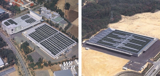 つくば工場（左）と山口工場（右）のメガソーラー設置イメージ（画像：エス・バイ・エル）