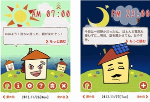 使った電気に反応して“家”がおしゃべりする見守りアプリ「イエコエ」の利用イメージ（画像：NTTスマイルエナジー）