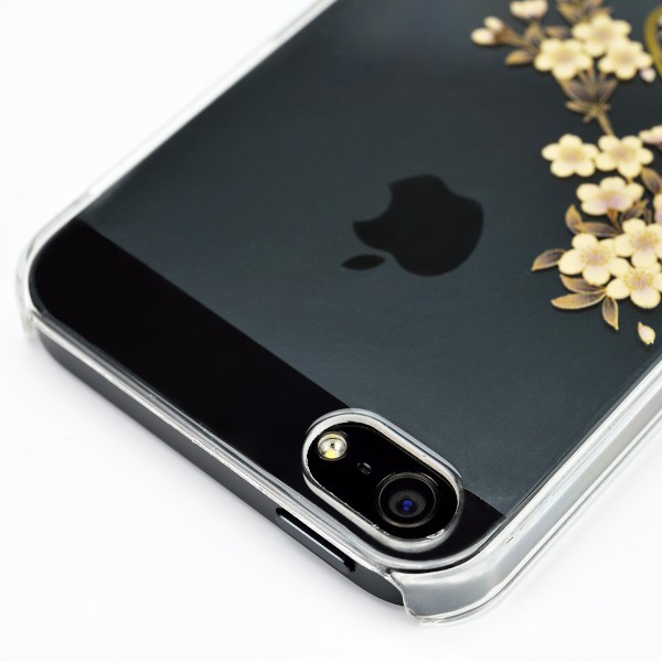 花をテーマとした和風デザインのiPhone5用ハードケース『和彩美「ふるる」：iPhone5用堅装飾カバー透』