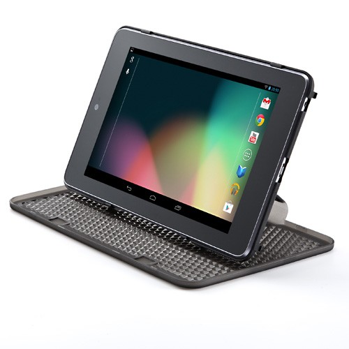 Android 4.2を搭載したGoogleのタブレット端末「Nexus7」専用のケース「Nexus7スタンドケース　200-PDA105BK」。回転式のスタンドを備え、縦向き・横向きを簡単に切り替えられる。