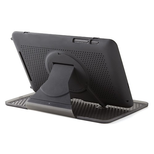Android 4.2を搭載したGoogleのタブレット端末「Nexus7」専用のケース「Nexus7スタンドケース　200-PDA105BK」。回転式のスタンドを備え、縦向き・横向きを簡単に切り替えられる。