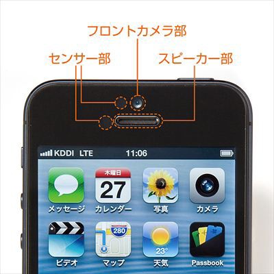 ナイフでもキズが付かないという強化ガラスを採用したiPhone 5用保護フィルム「iPhone5液晶保護フィルム（強化ガラス仕様・気泡ゼロ・8H） 200－LCD010シリーズ」