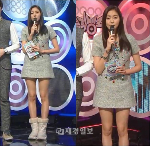 アイドルの中でも脚線美系のアイコンと目されているAFTERSCHOOLユイのワンピース姿の脚線美が話題になっている。写真＝KBS 2TV『ミュージックバンク』放送画面キャプチャー、mangosteen