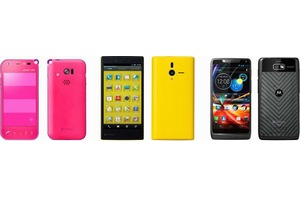 ウィルコムは1日、全国のウィルコムプラザでソフトバンクモバイルのAndroid搭載スマートフォンの取扱いを順次開始すると発表した。写真は取扱いが開始される3商品