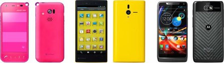 ウィルコムは1日、全国のウィルコムプラザでソフトバンクモバイルのAndroid搭載スマートフォンの取扱いを順次開始すると発表した。写真は取扱いが開始される3商品