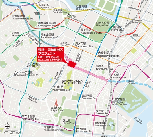 「虎ノ門ヒルズ」の位置図（画像：森ビル）