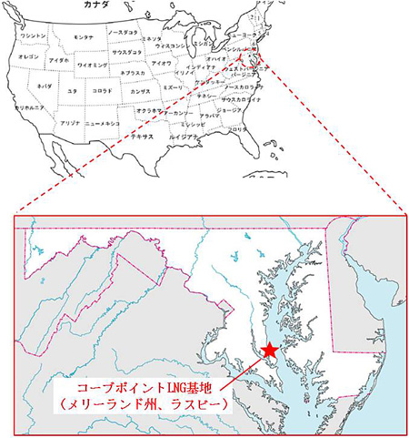 コーブポイントLNG基地位置図（画像：住友商事）