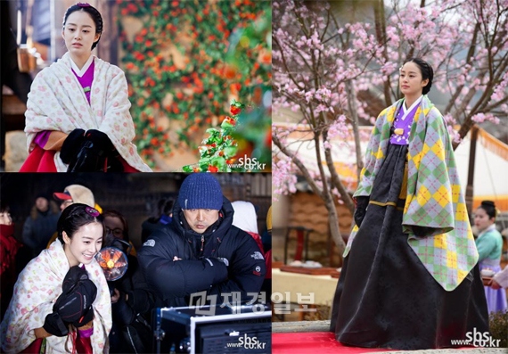 SBS月火ドラマ『張玉貞、愛に生きる』で張玉貞役を熱演しているキム・テヒが、寒さに耐えながら一生懸命撮影に取り組む姿が公開された。写真＝SBS